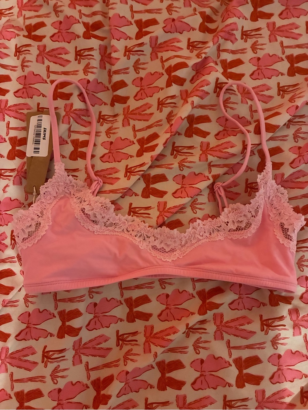 SKIMS Pink Lace Trim Bralette